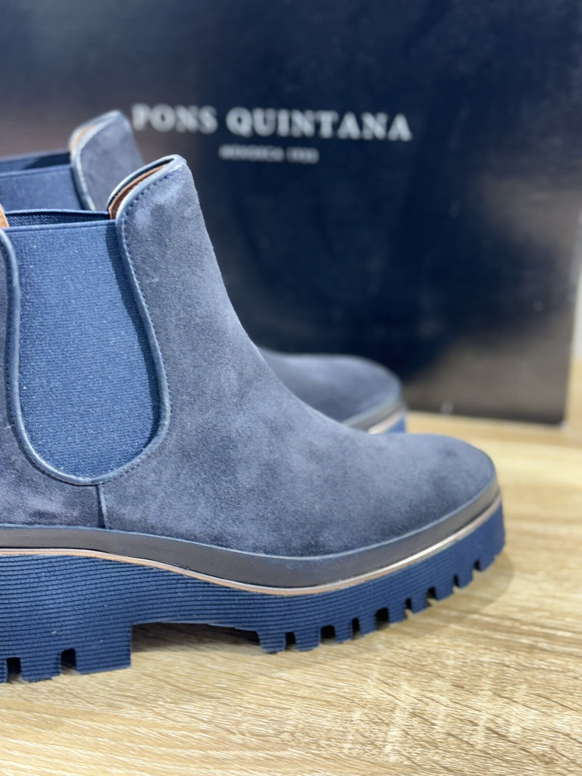 Pons Quintana Stivaletto Donna Carm B Suede Blu  Zeppa  Luxury Boot 40