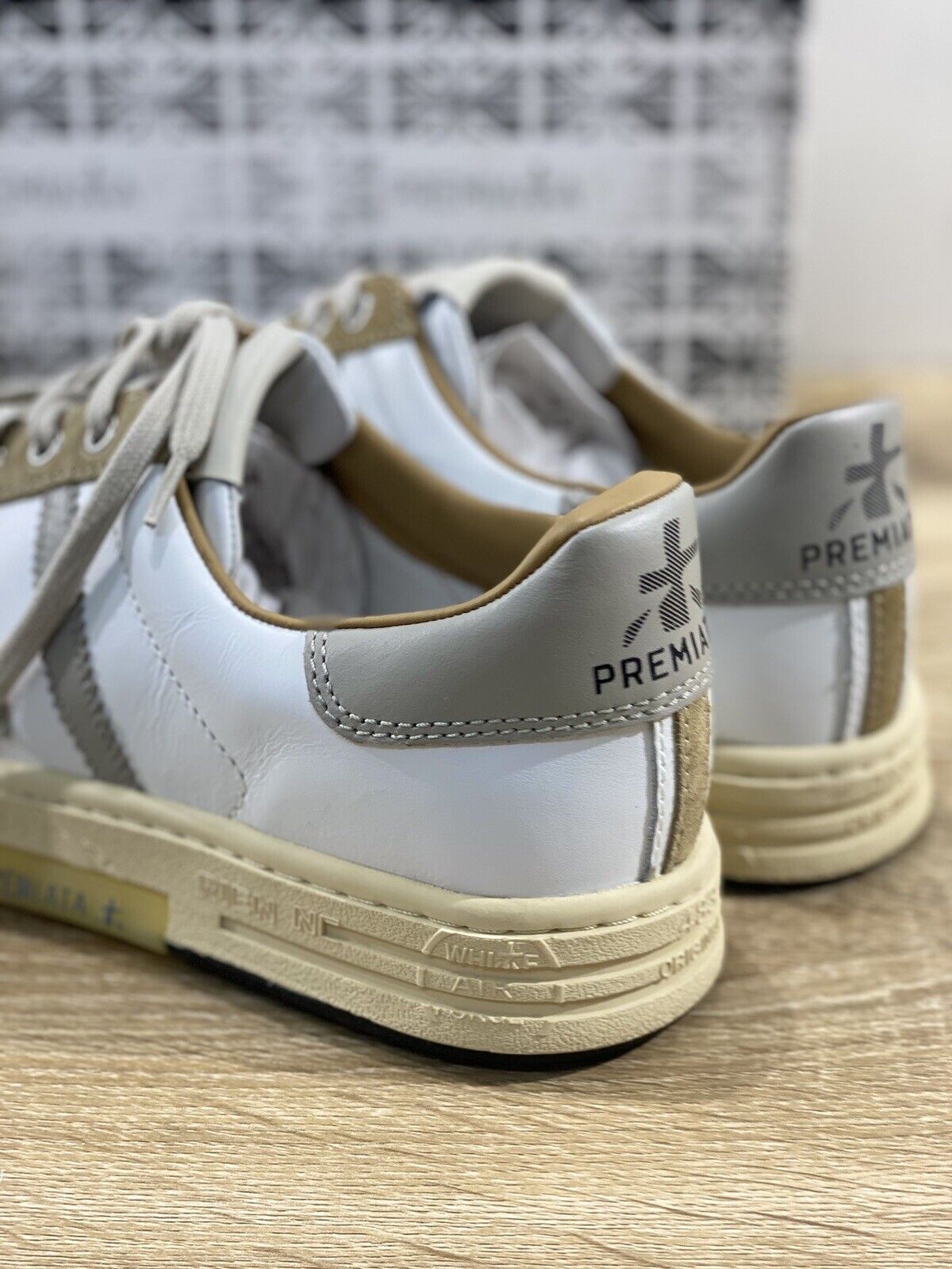 Premiata Russel Sneaker Uomo Pelle Bianco Beige Casual 40