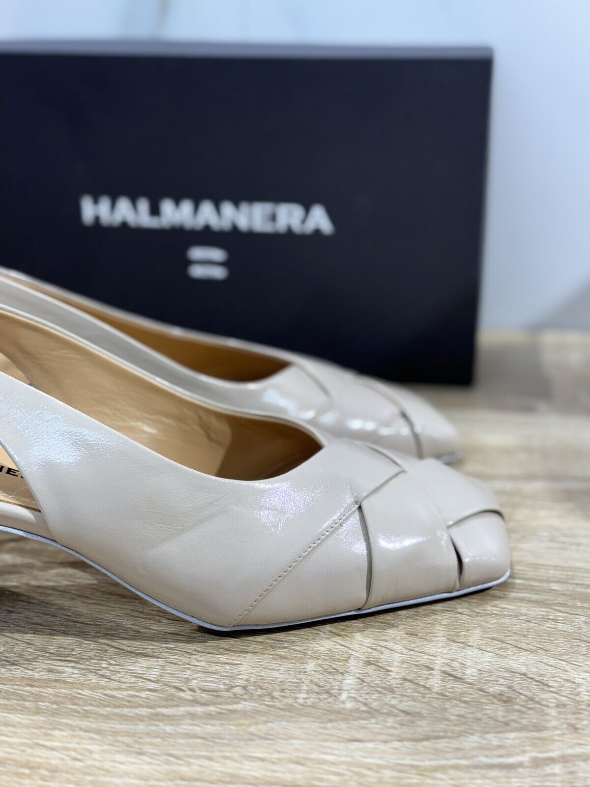 Halmanera Sandalo Donna Sling Back Fanny  In Pelle Lino  Luxury Shoes 41