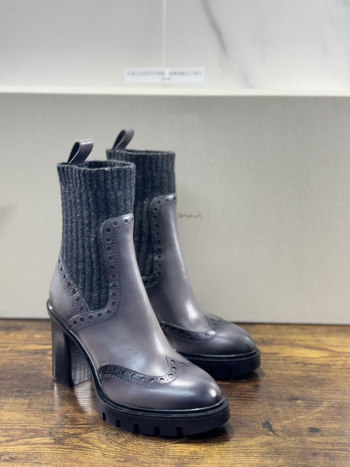 Santoni Tronchetto  Donna Pelle Grey   Casual Luxury Boot Woman Santoni 35.5