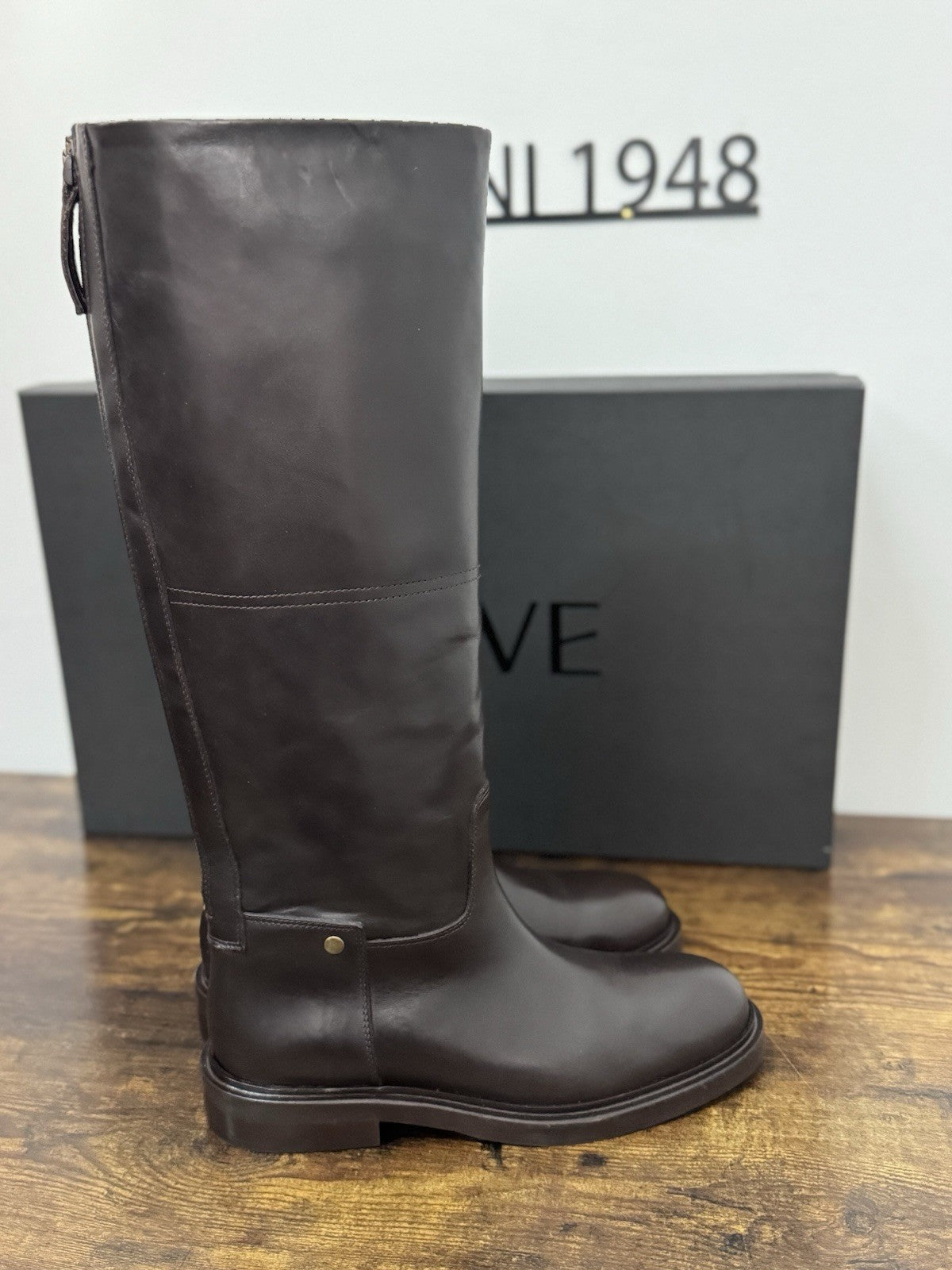 Poeve Stivale Cavallerizzo Pelle Marrone  Casual Boot Donna 38