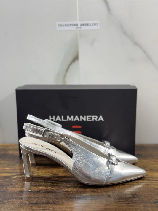 HALMANERA Sling Back Pelle Argento   Luxury Made In Italy Donna 41
