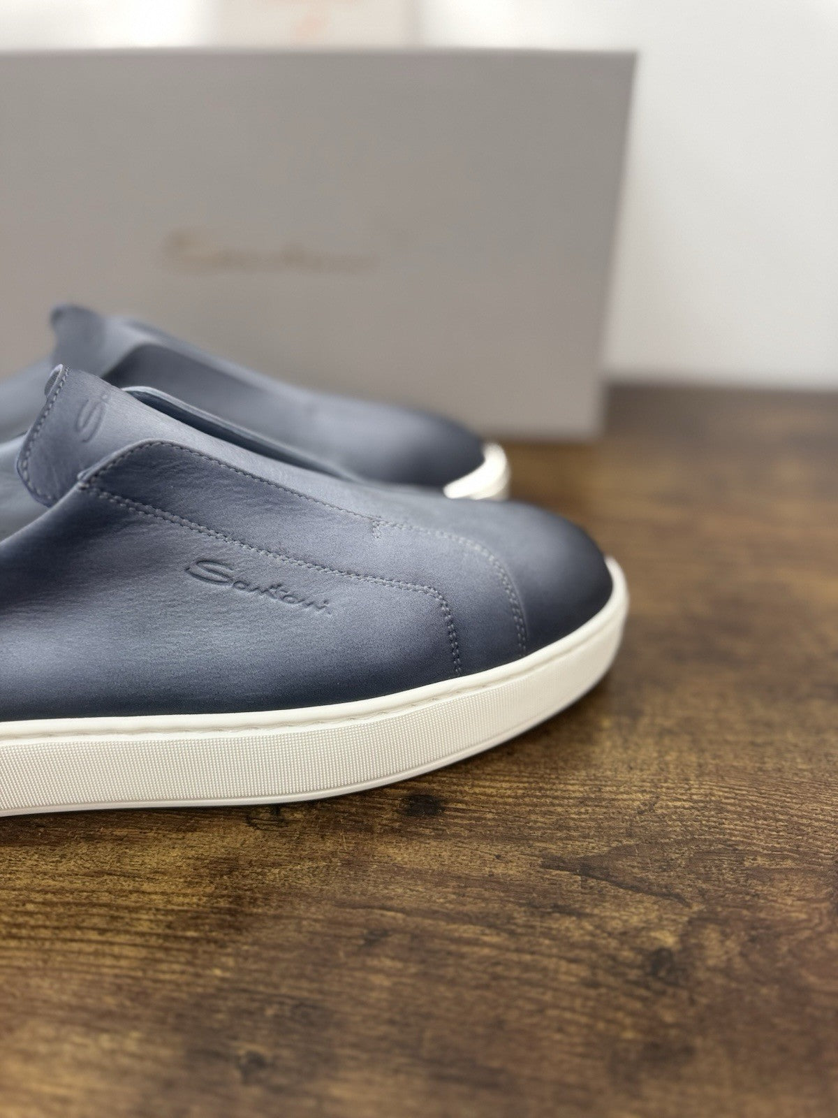 Santoni Slip On Suede Light Blue Casual Luxury Santoni Uomo 41