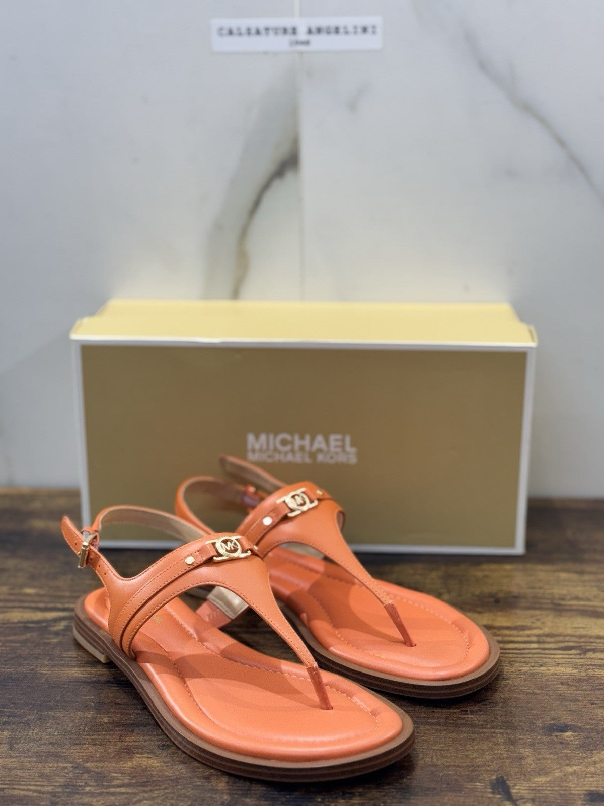 Michael Kors Sandalo Mandy Thong Sandal  Pelle Arancio Donna 37