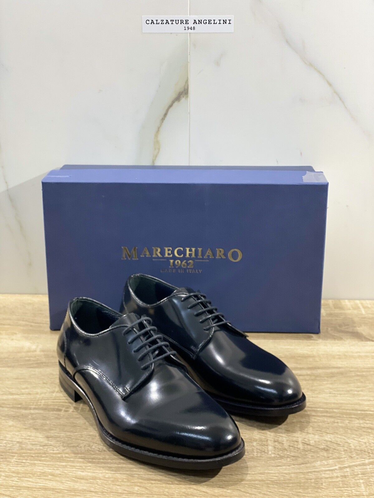 Marechiaro 1962 Derby Uomo Pelle Nera Polish Made In Italy 45