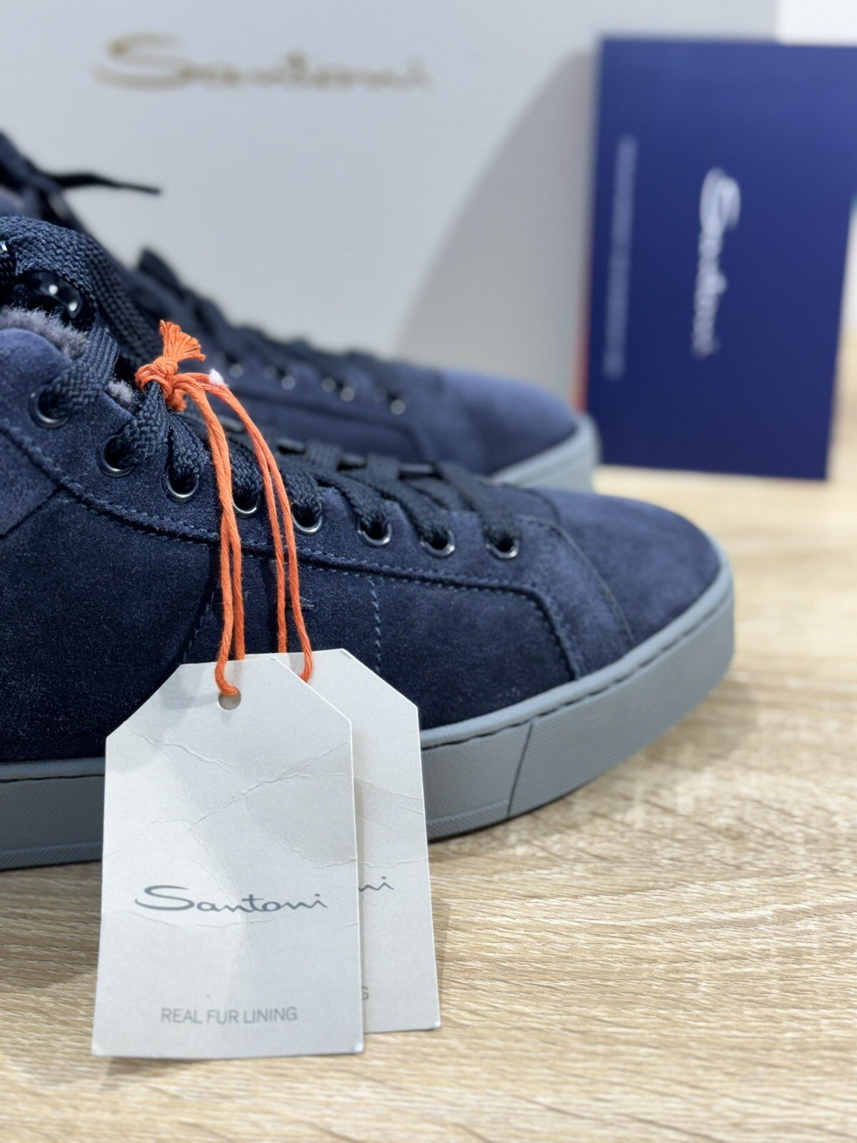 Santoni Sneaker  Uomo  Suede Blu    Luxury Men Shoes Casual 39.5