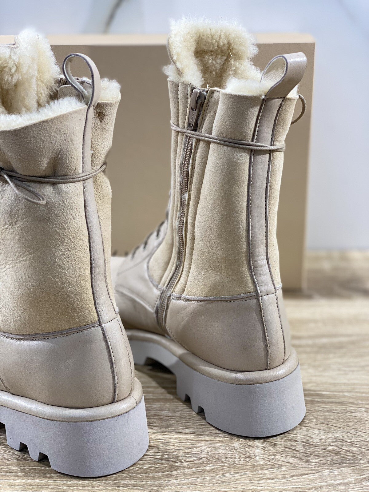 Lorena Paggi Anfibio donna 22254 pelle Suede Sabbia luxury boot Fur 42