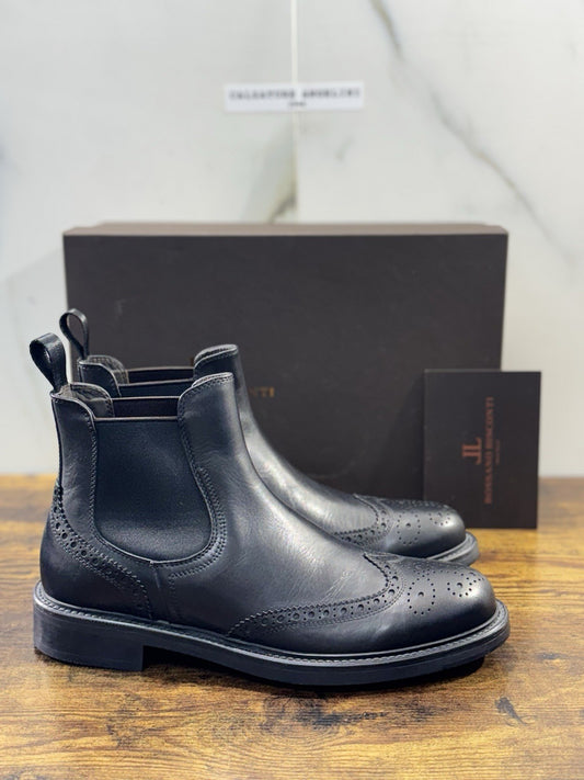 Rossano Bisconti Chelsea Boot Uomo Pelle Nero   Fully Made In Italy 40