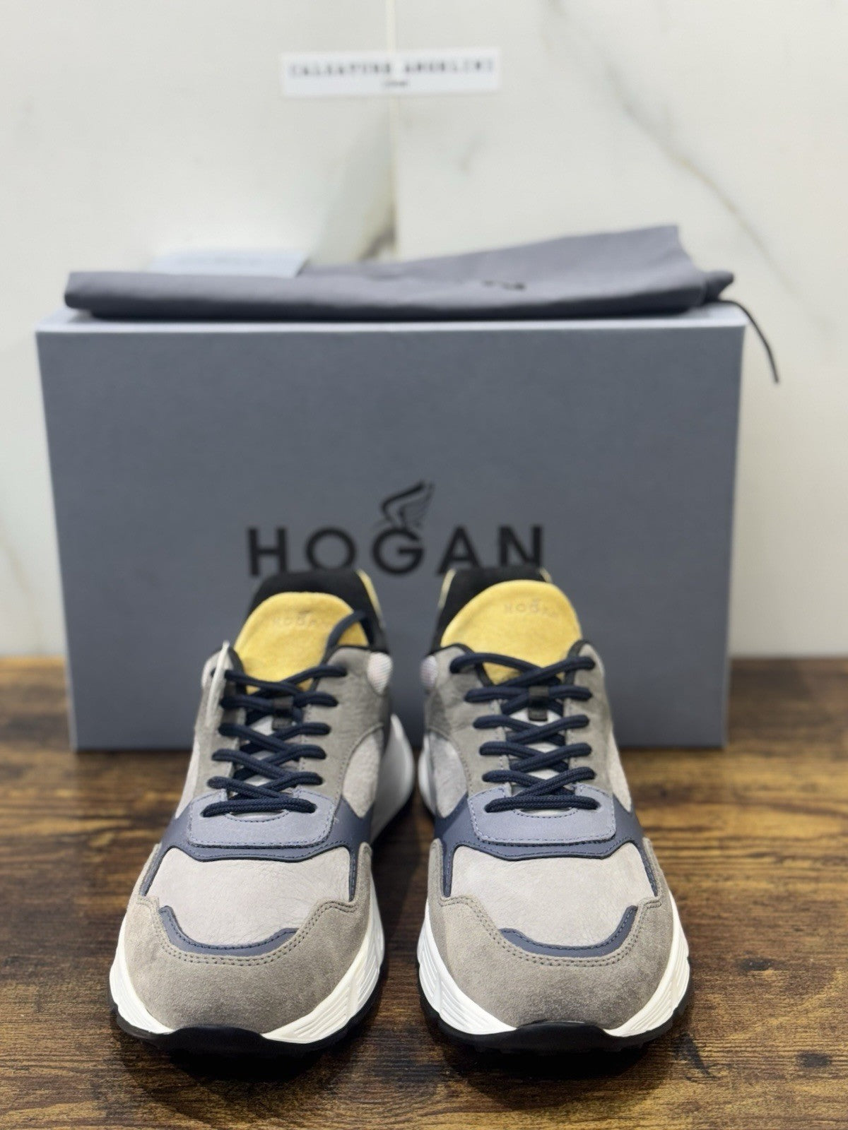 Hogan New Hyperlight Sneaker Pelle Blu   Grey Memory Foam Luxury Hogan Uomo 39.5