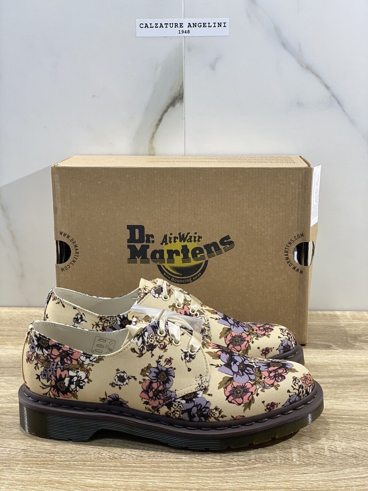 Dr Martens Lester beige floral canvas scarpa Donna original 40