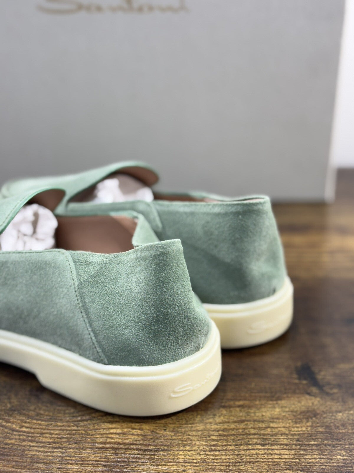 Santoni Mocassino Donna Summer Walk Light Green Suede Casual Loafer Santoni 37.5
