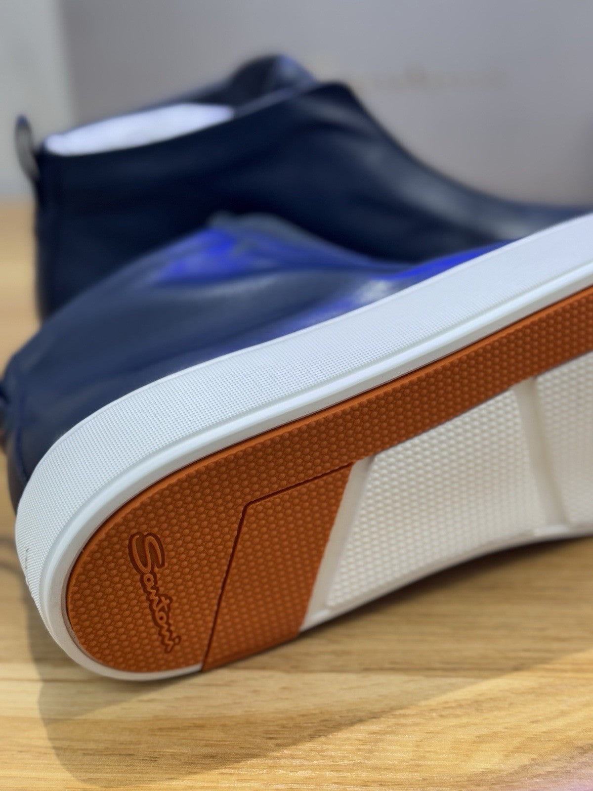 Santoni Icon  High Sneaker Pelle   Blu  Luxury Santoni Scarpa Uomo 42