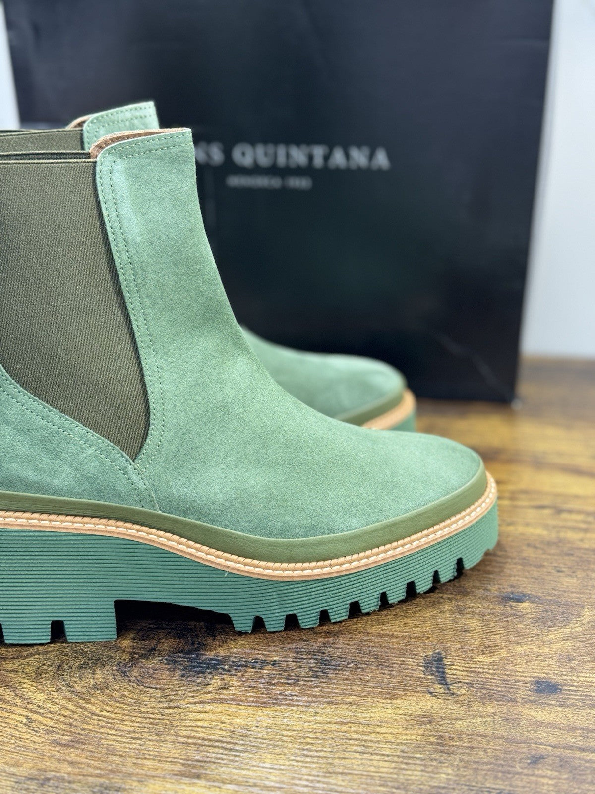 Pons Quintana Stivaletto Donna Carm B Suede Verde   Zeppa  Luxury Boot 40