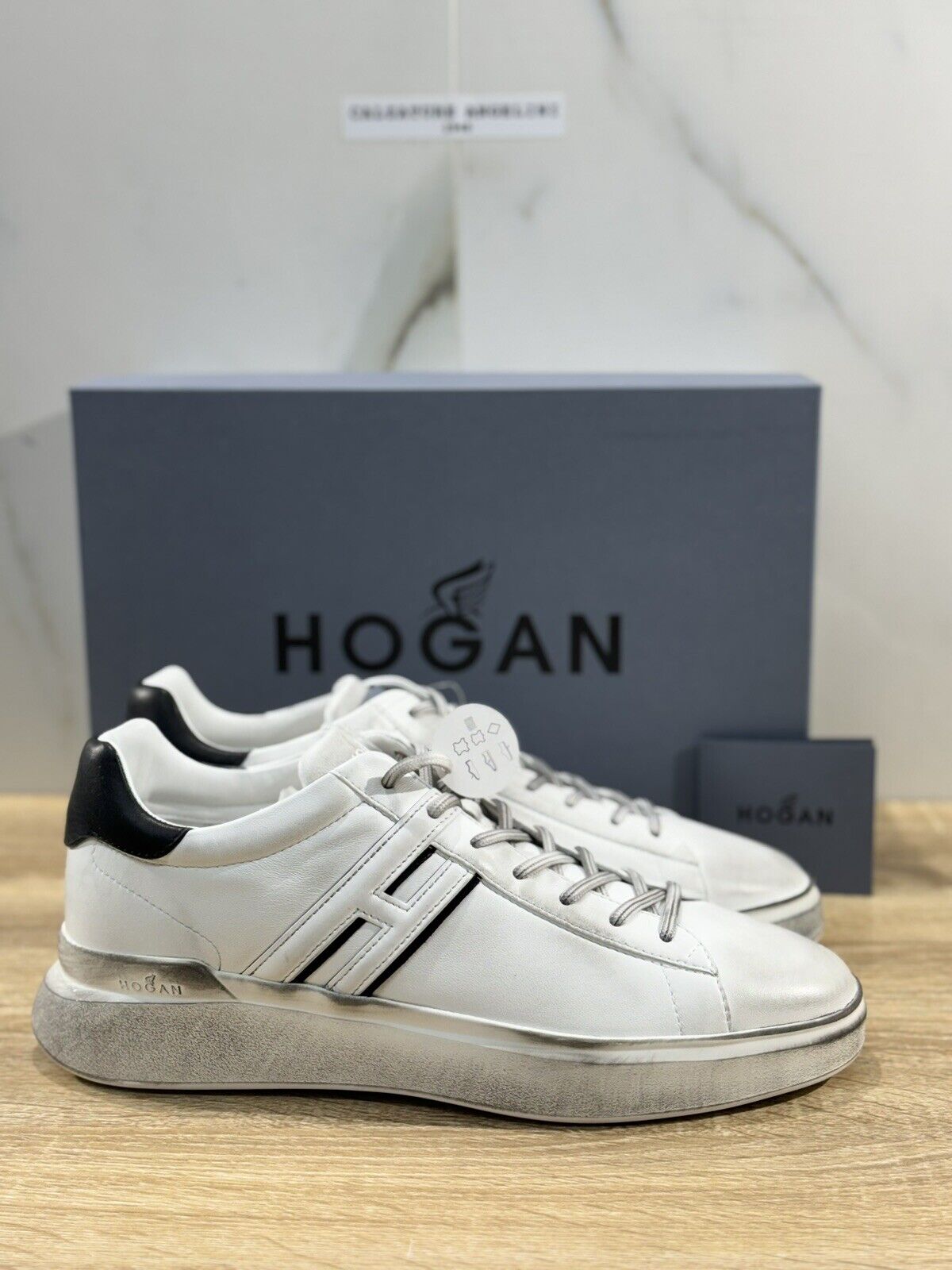 Hogan H580 uomo sneaker Pelle Bianco Dust memory foam Luxury Hogan Men Shoes 44