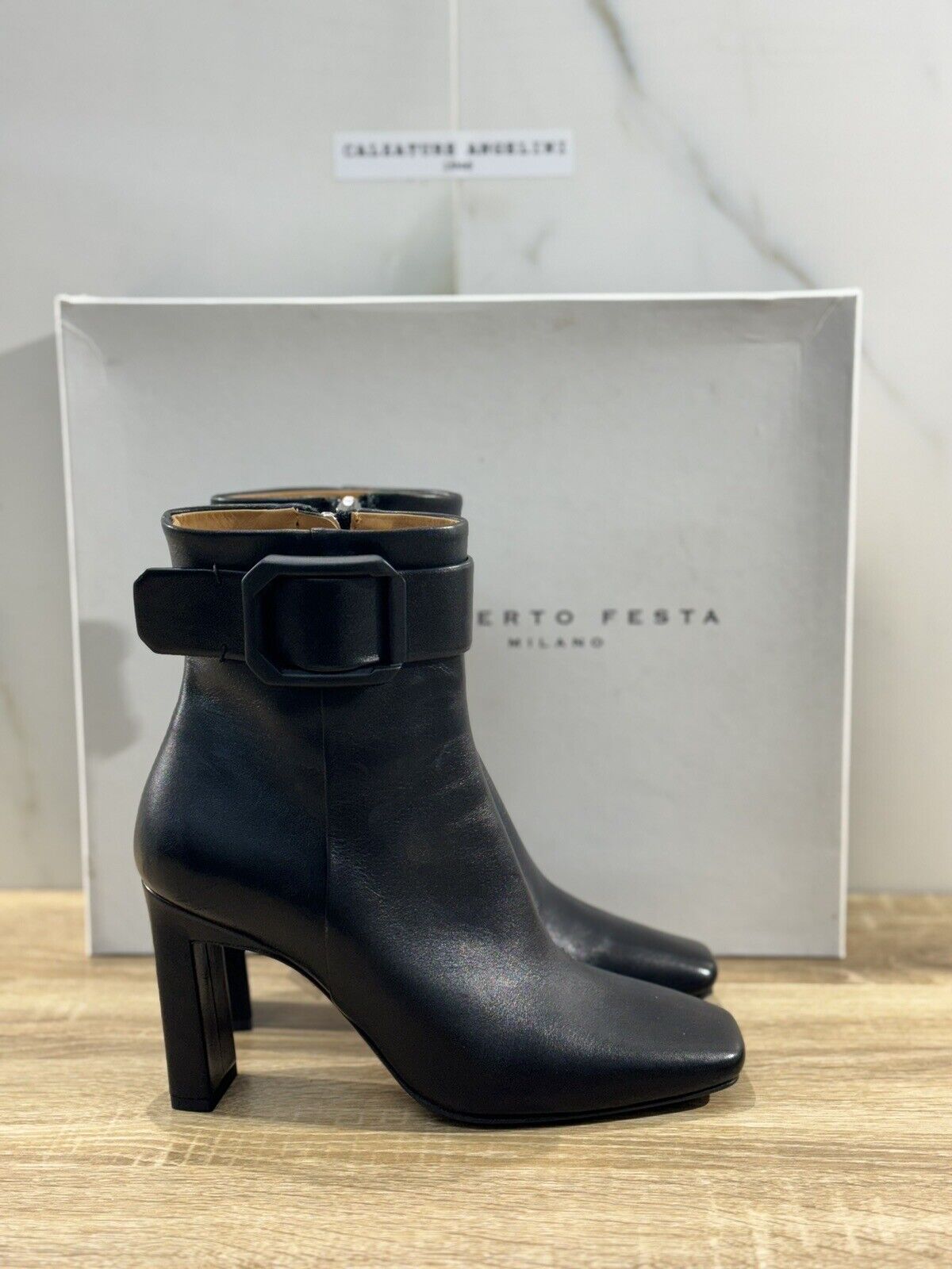 Roberto Festa Milano Stivaletto Donna Pelle Nera Con Tacco Luxury Boot 37