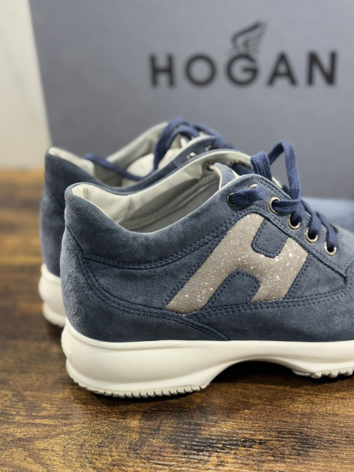 Hogan Interactive Donna Sneaker  H Spezzata Suede Blu Luxury Hogan 35