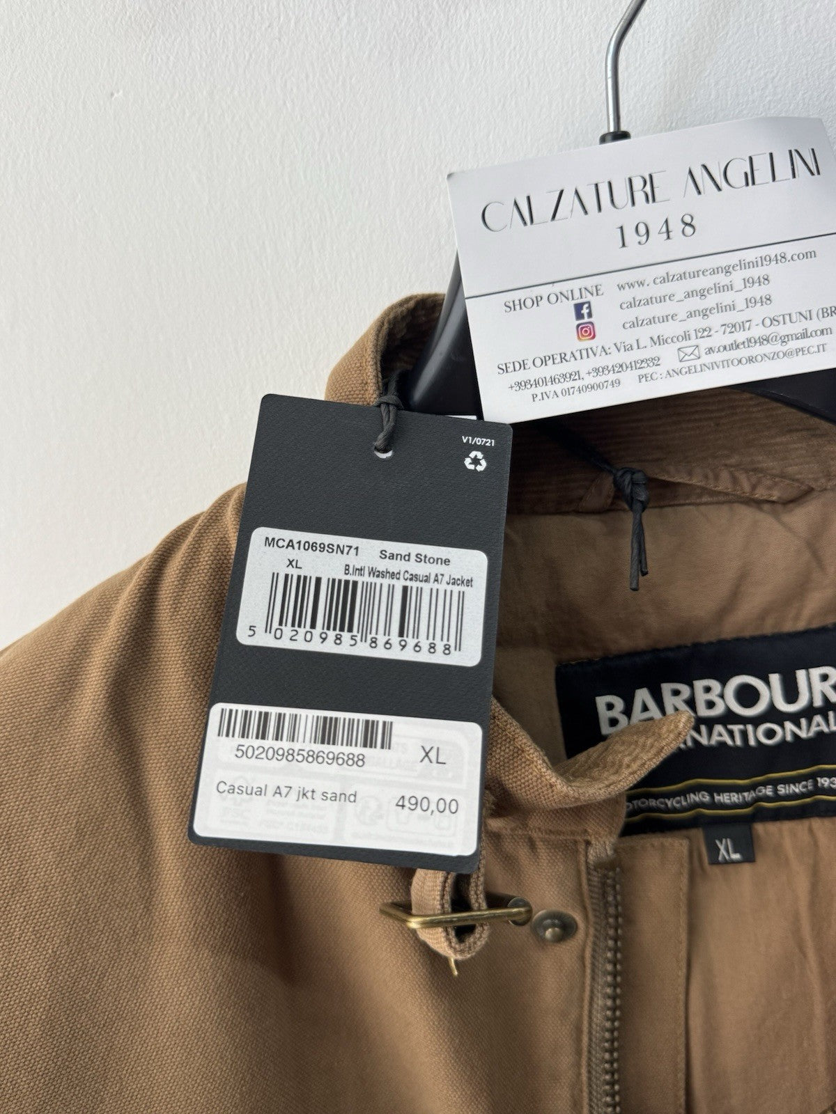 BARBOUR INTERNATIONAL WASHED CASUAL A7 JACKET SANDSTONE Uomo S