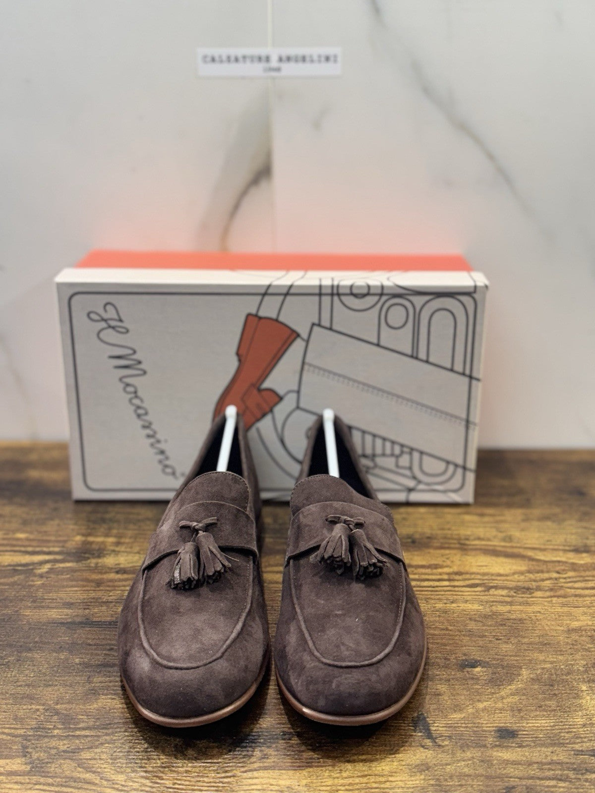Il Mocassino Tasca Scarpa Suede Marrone 100% Fatta In Italia Mocassino Uomo 42