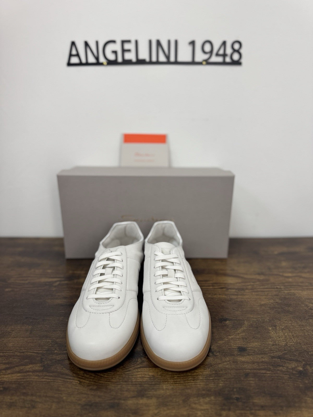 Santoni Sneaker Pelle Bianca Luxury Scarpa Santoni Uomo 42.5