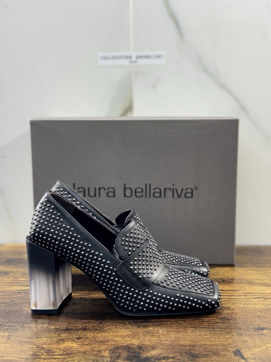 Laura Bellariva Mocassino Donna Pelle Nera Borchie Casual 37