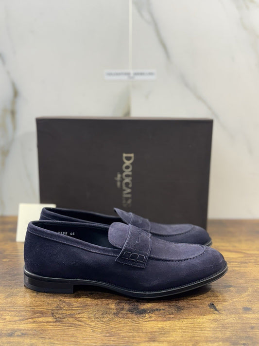 Doucal’s Mocassino Suede Blu  Fondo Gomma Luxury Doucal’s Uomo 43