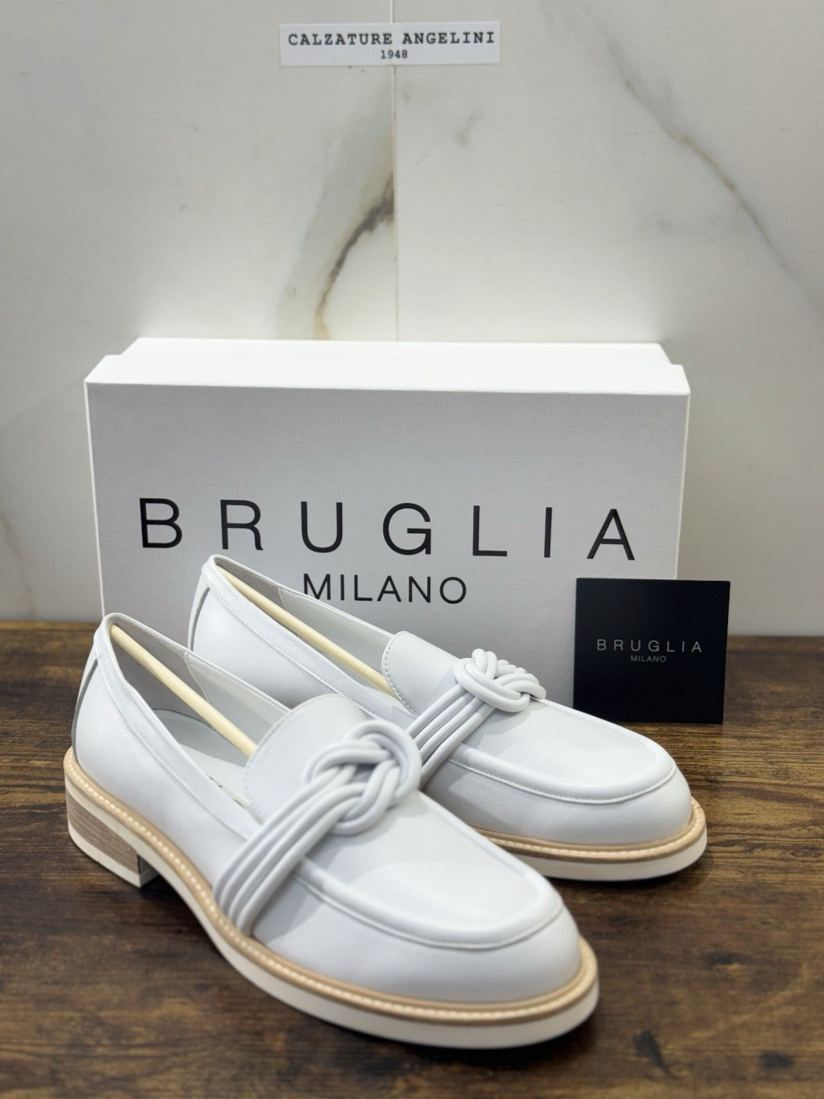 Bruglia Milano Mocassino Bianco  Pelle  Top Quality Scarpe Donna 40