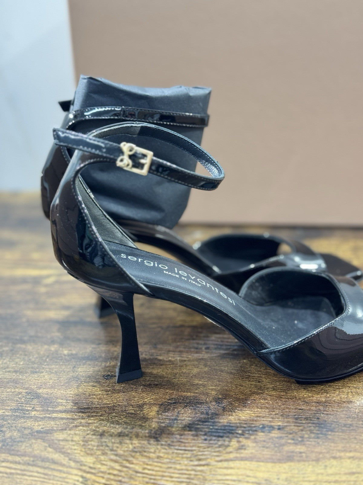 Sergio Levantesi Sandalo  Donna Iris Pelle Nero   Luxury Woman Sandal 37.5