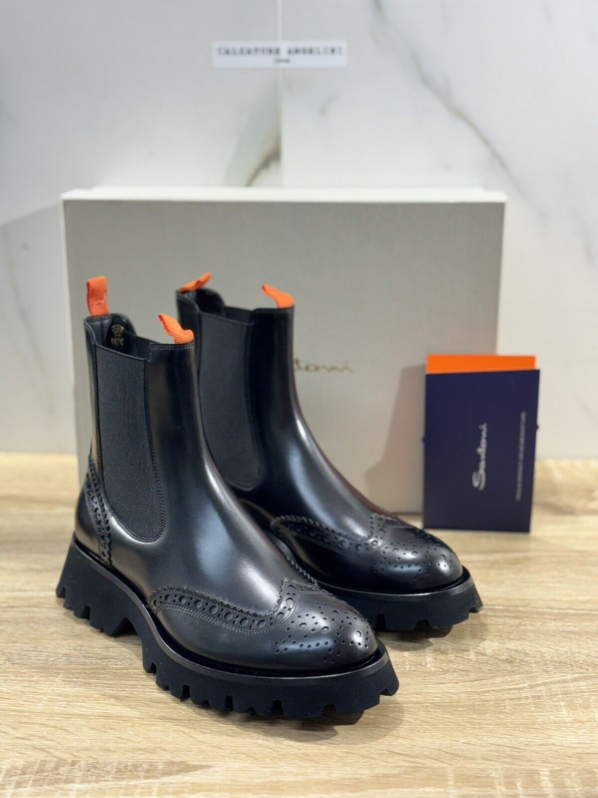 Santoni Chelsea Boot  Donna In Pelle Nero  Luxury Woman Boot Santoni 39