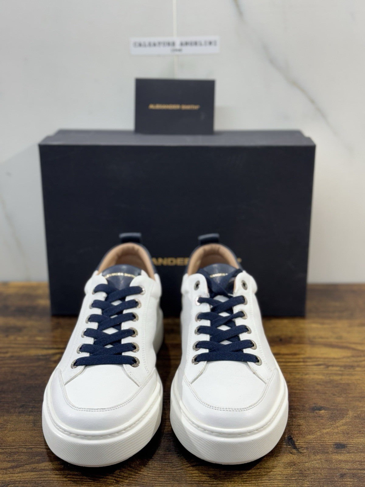 Alexander Smith Sneaker Bond Pelle Bianca Blu Uomo 44