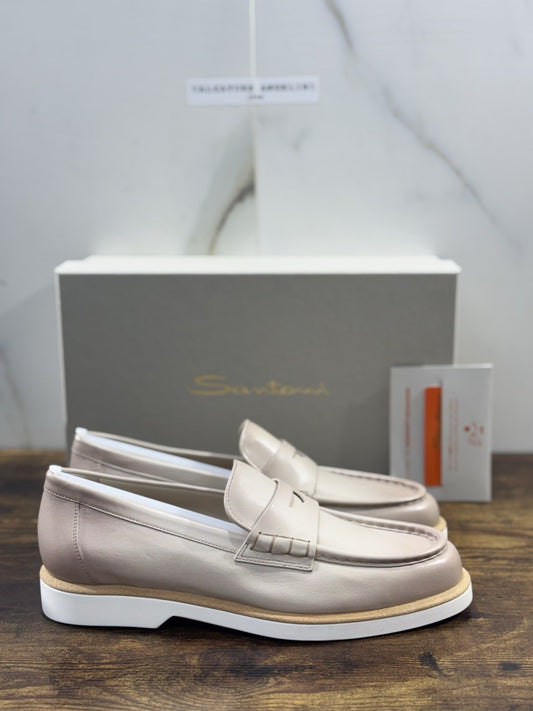 Santoni Mocassino Pelle  Beige  Luxury Santoni Scarpe Donna 40.5