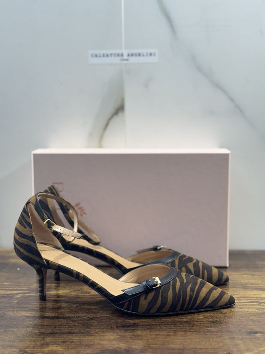 Relac Décolleté Donna Zebra Nero Luxury Woman Shoe Made In Italy 41