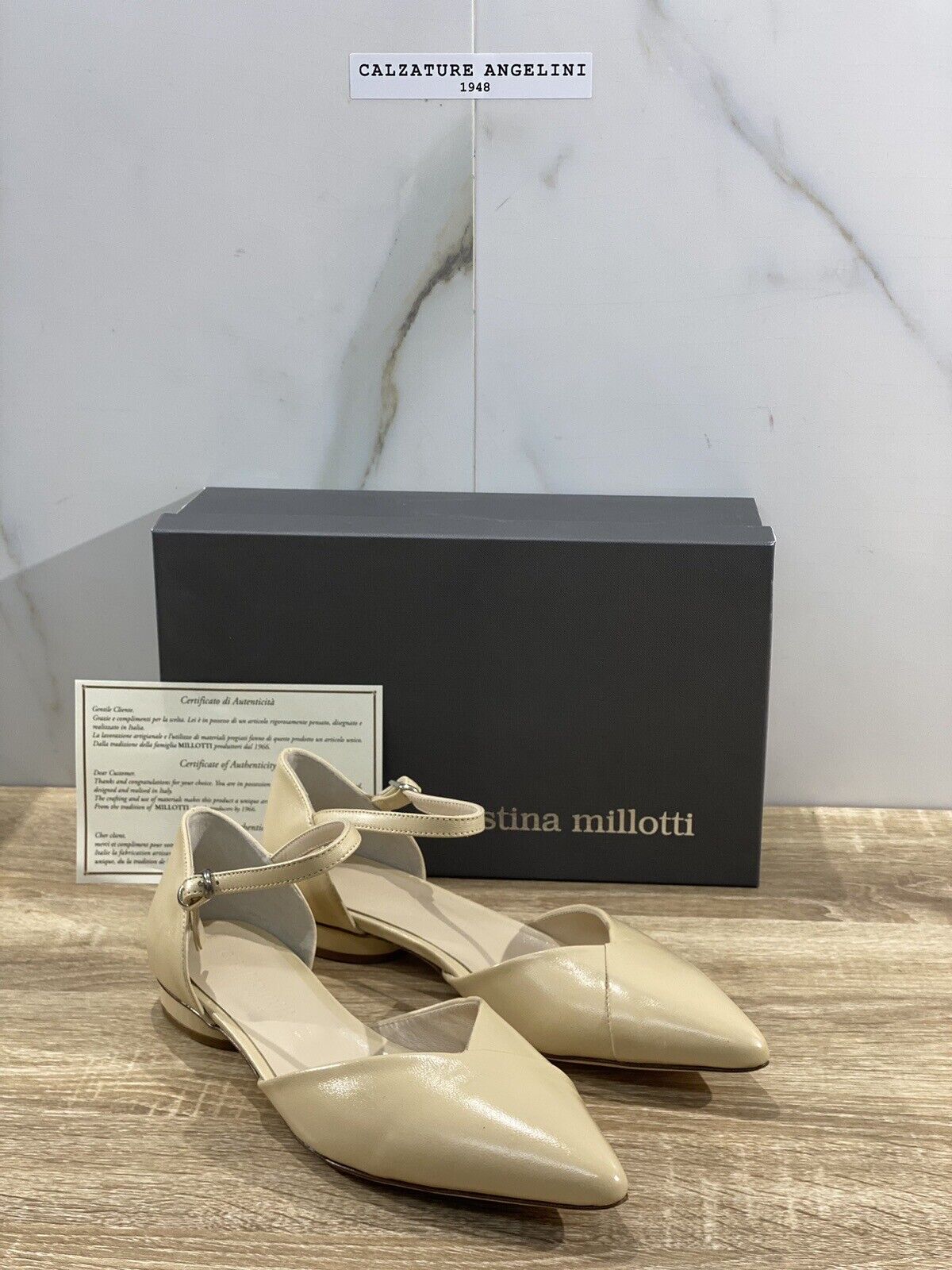 Cristina Millotti Ballerina Donna Pelle Soft Beige Luxury Handmade In Italy 39.5