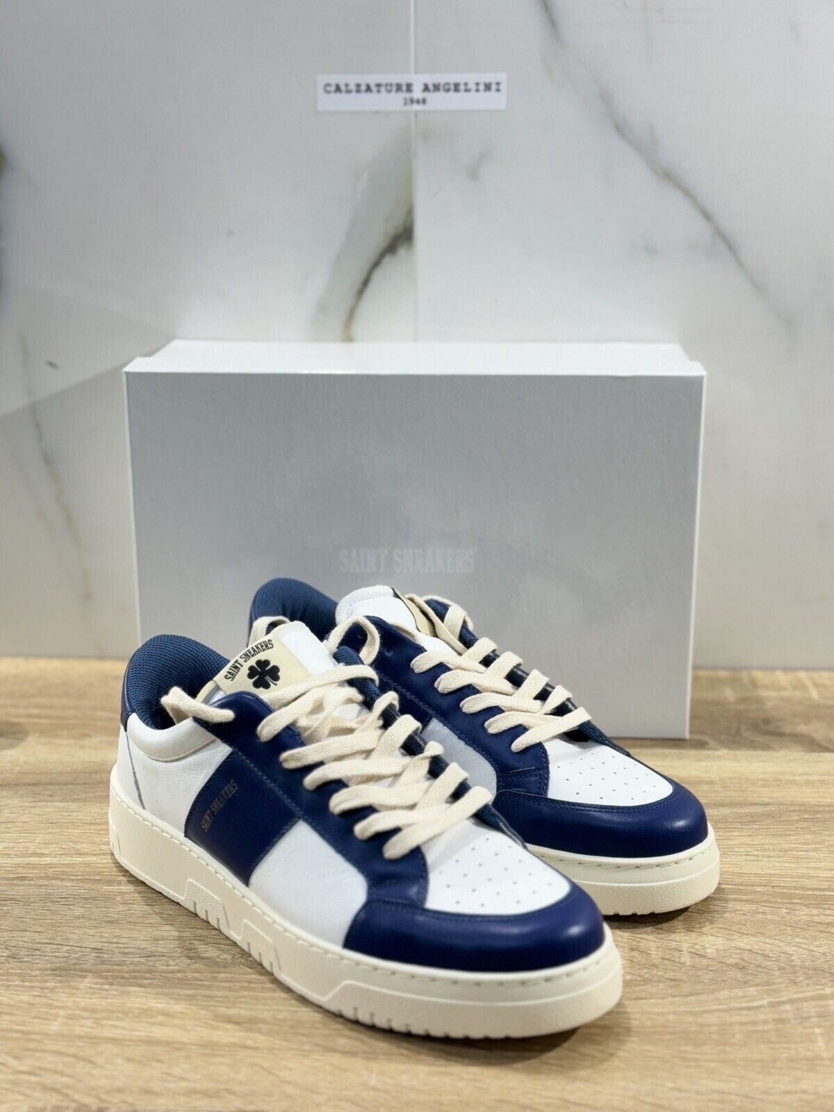 Saint Sneakers Uomo Tennis Club Pelle  Blu       Casual Shoes Made In Italy 44