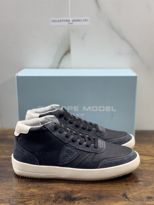 Philippe Model Nice Mid Men Sneaker Uomo Pelle E Suede Nero  41