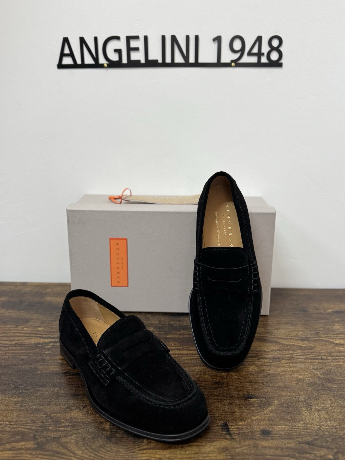 Henderson Baracco Mocassino Pelle Suede Nero  Luxury Handmade Commando Uomo 42
