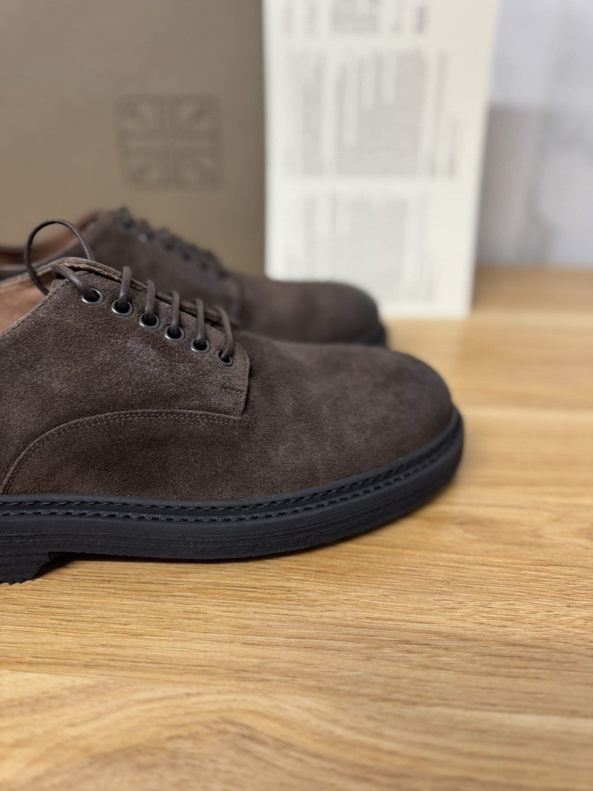Pantanetti Scarpa Derby Pelle Suede Ebano  Extra light Casual Uomo 44