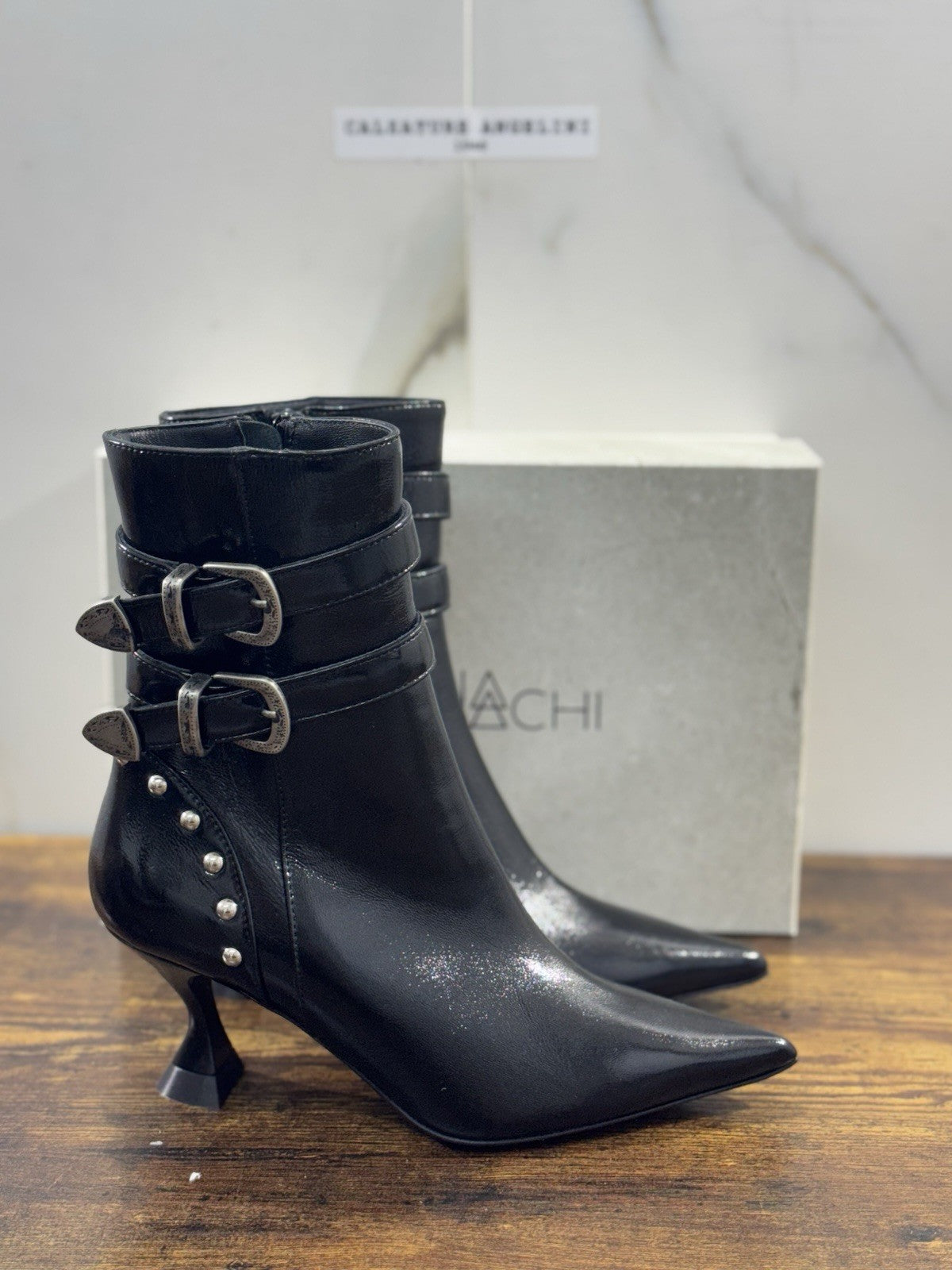 Elena Iachi Stivaletto Pelle Nero  Luxury Boot Donna 38