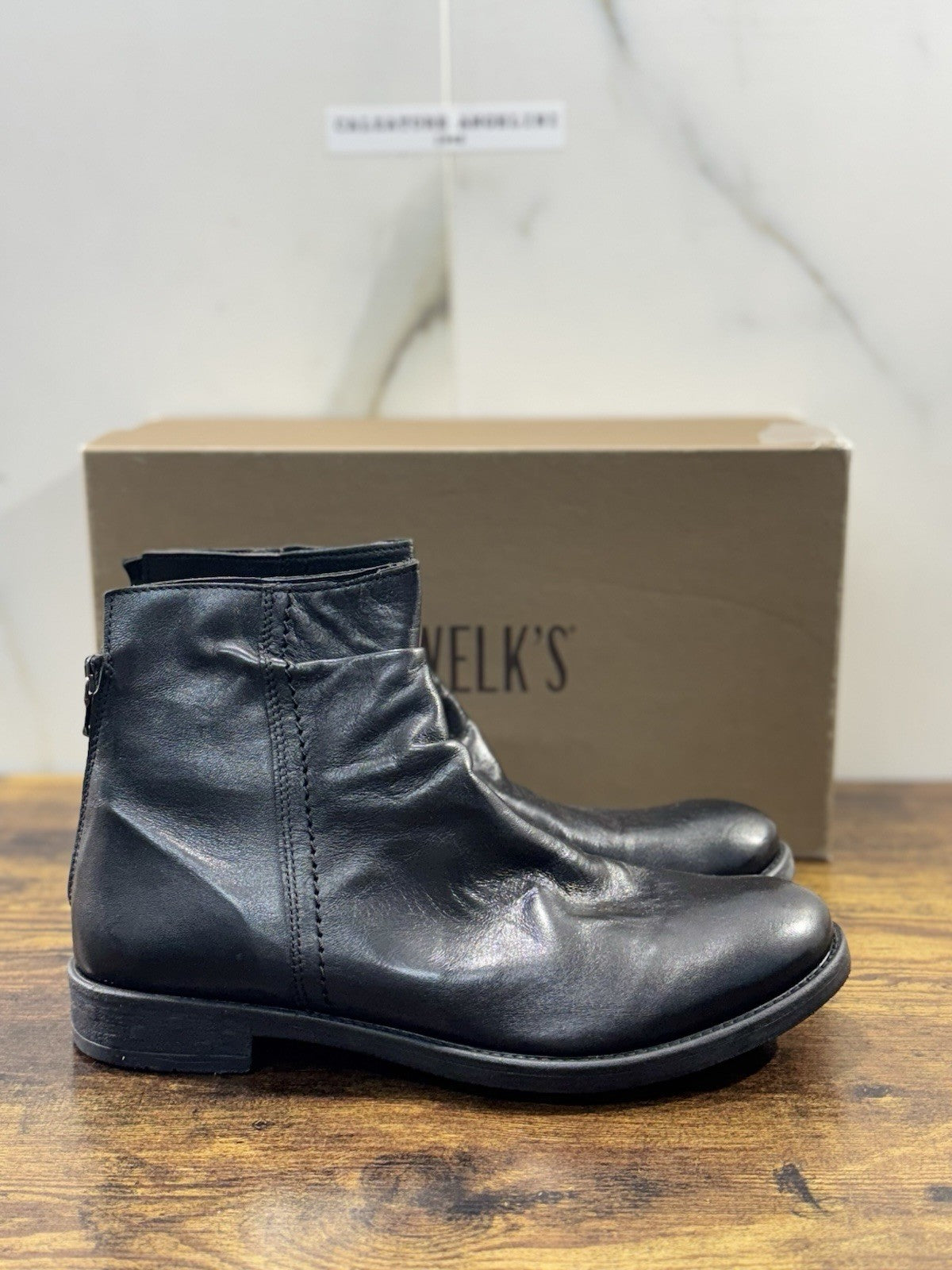 Pawelk’s Chelsea Boot Uomo Pelle Nera Hand  Made In Italy 40