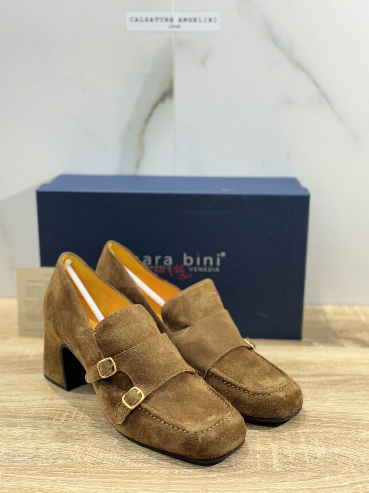 Mara Bini Mocassino  Donna Suede Castoro    Con Tacco   Handmade Sacchetto 41