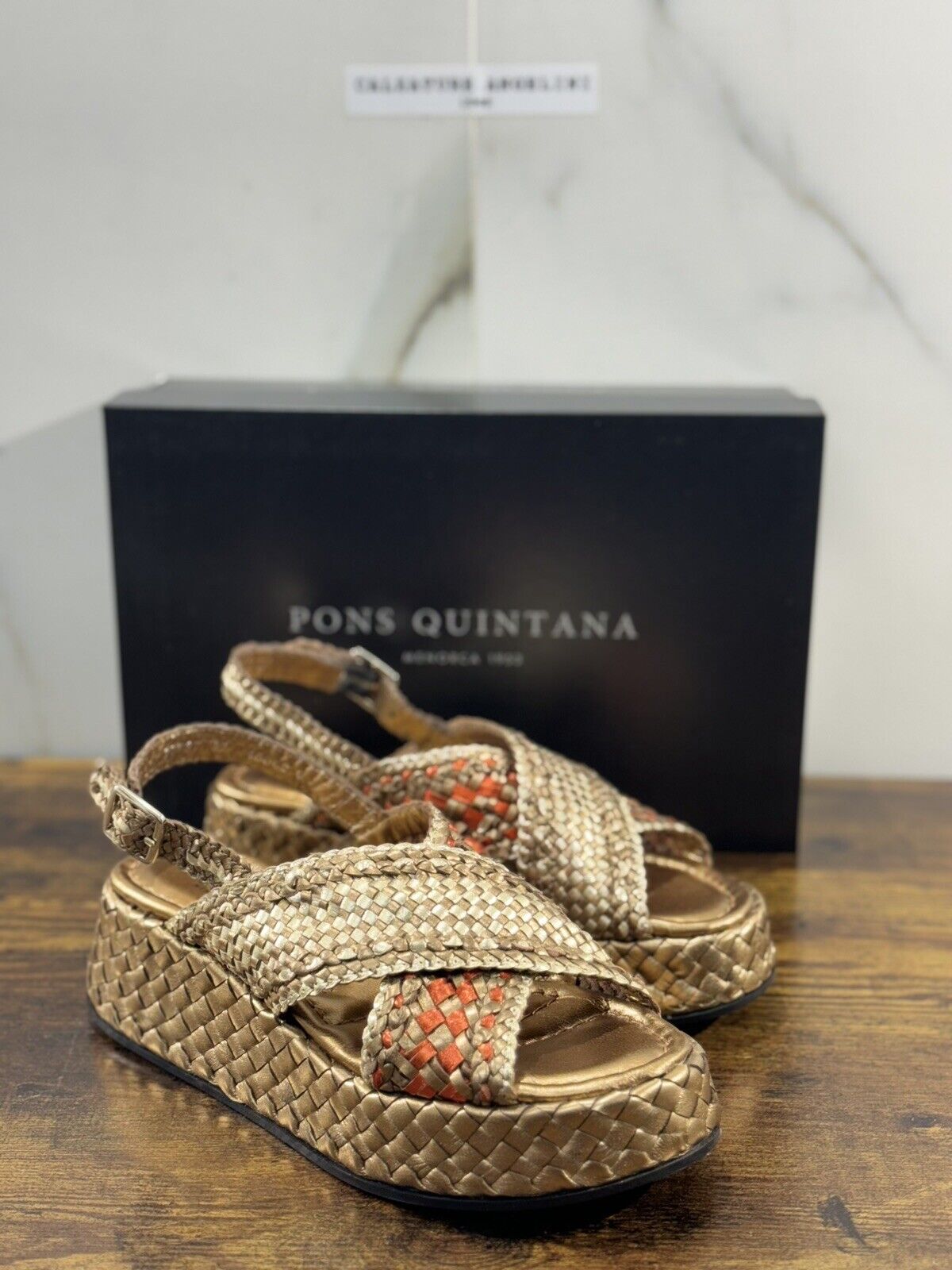 Pons Quintana Sandalo Donna Zeppa Bronzo Handmade 37