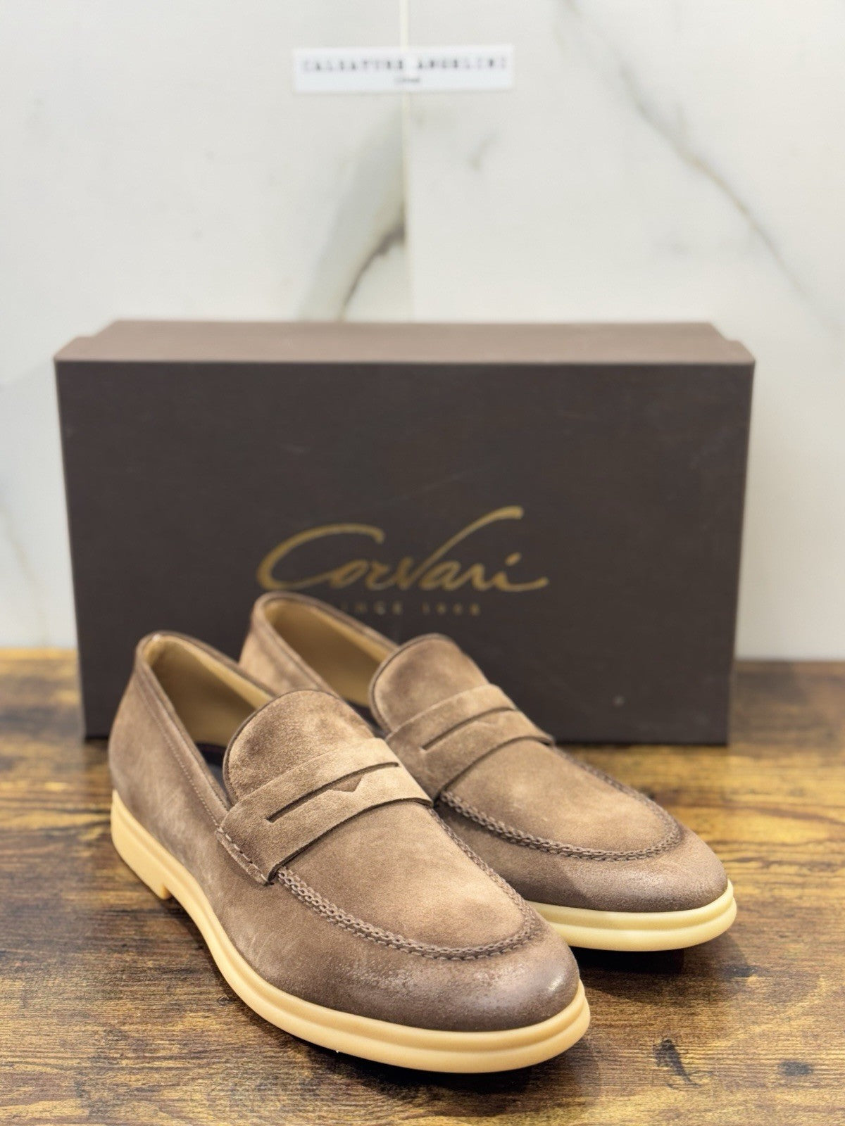 Corvari Scarpa Uomo Mocassino Summer Walk Pelle Suede Casual Corvari Uomo 45