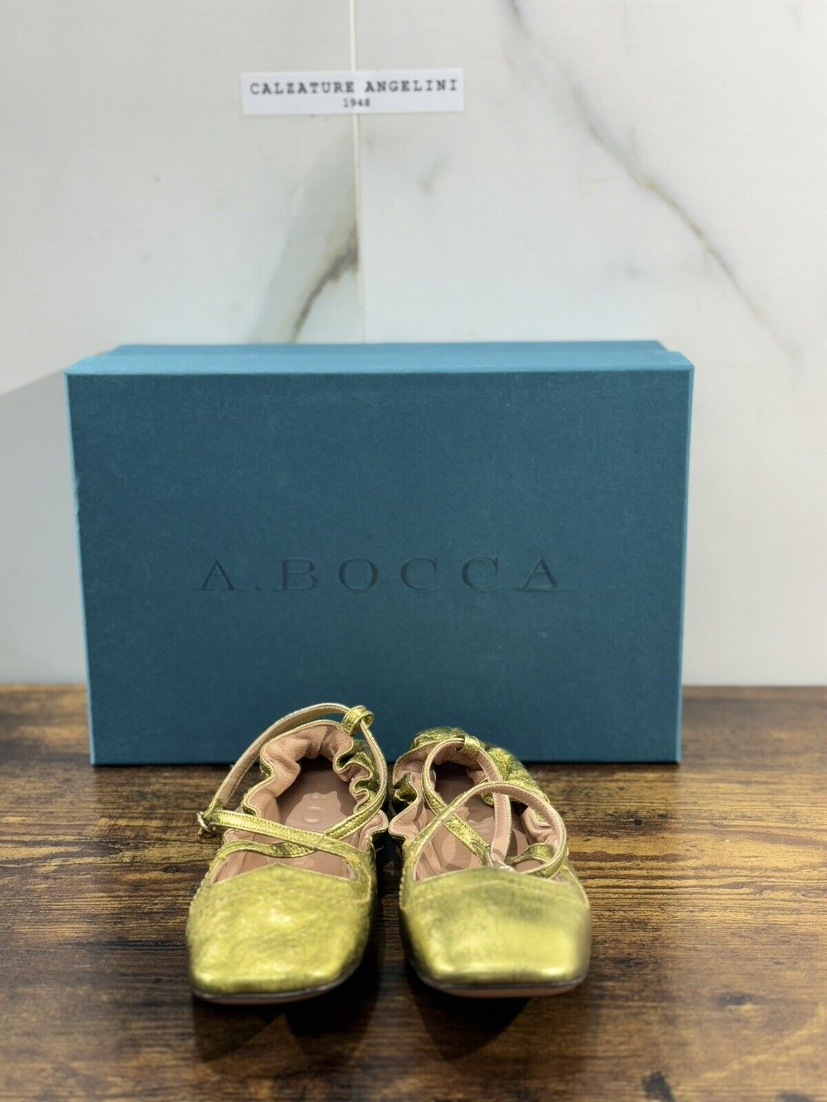 A.Bocca Two For Love Scarpa Donna Pelle  Golden    Con Tacco Luxury Handmade 36