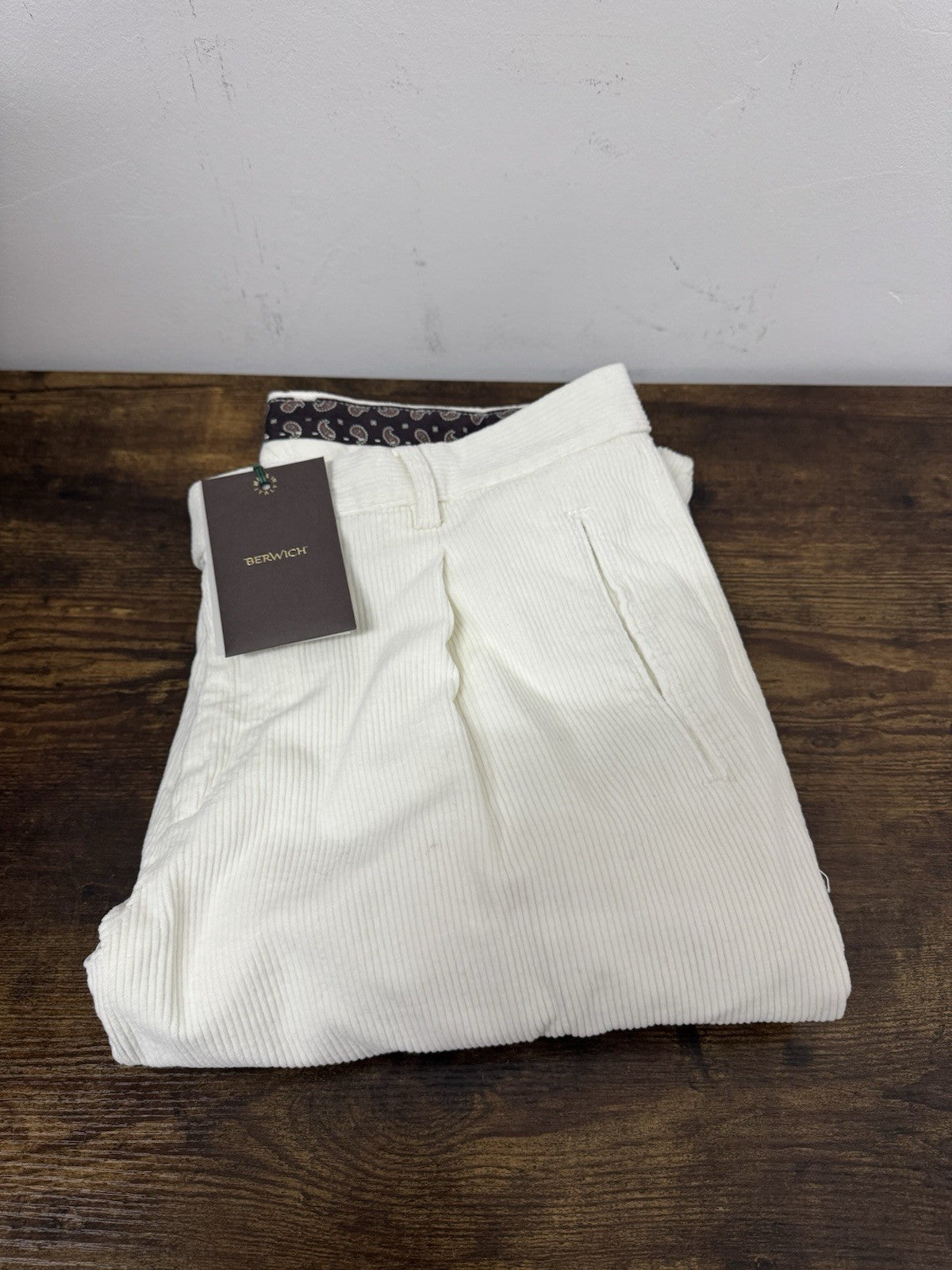 Berwich Pantalone Retro Velluto Bianco  Uomo 52