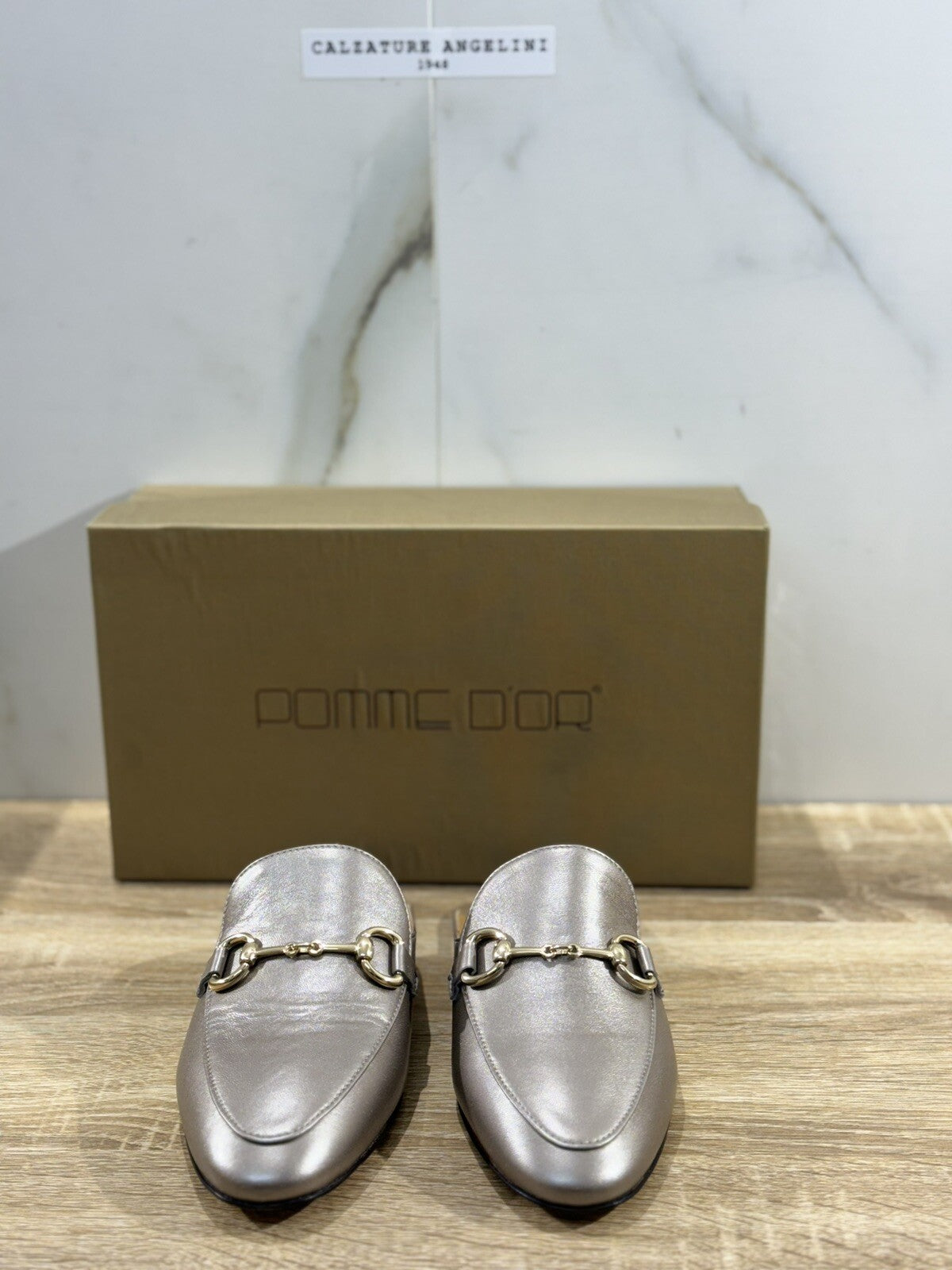 Pomme D’or Mules Donna Pelle Platino Luxury Handmade Woman Pomme D’or 41