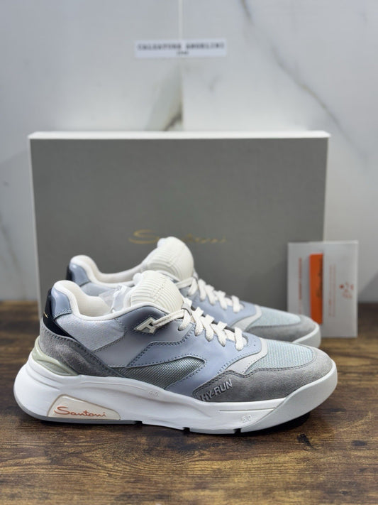 Santoni Sneaker Suede Grey   Hy Run Luxury Men Santoni Shoes  Uomo 39.5