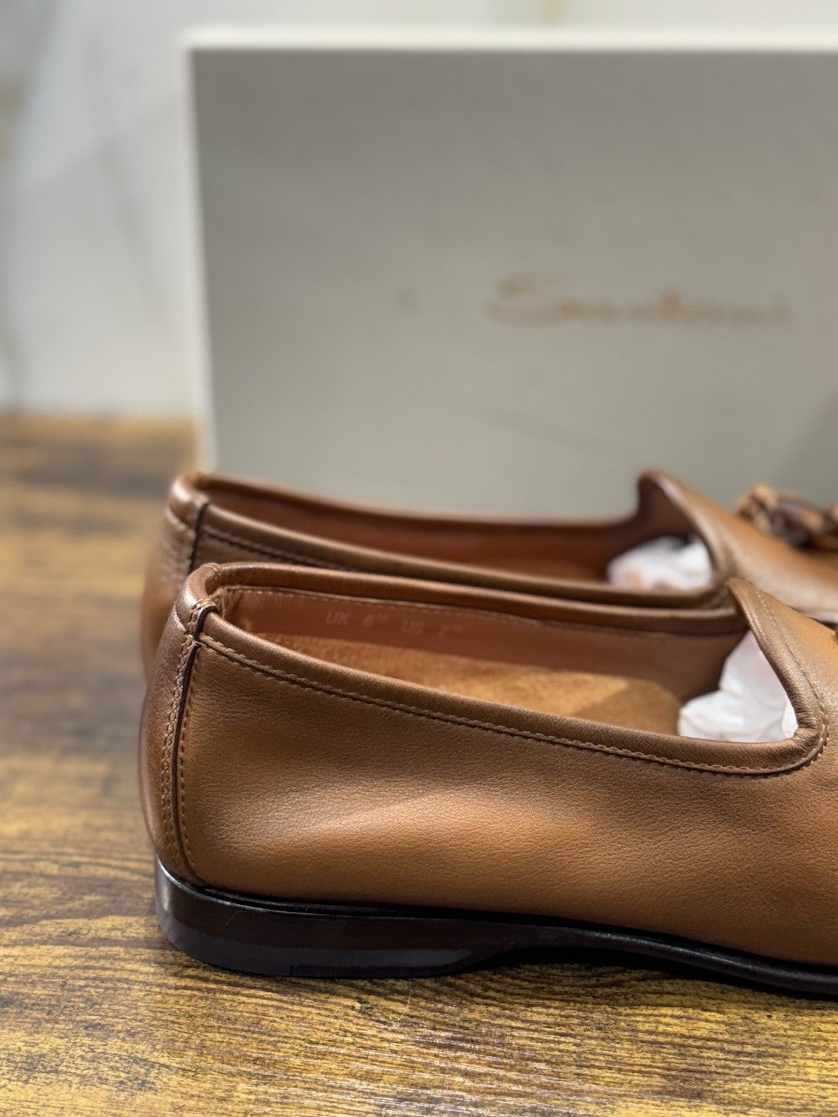 Santoni Mocassino Nappine Pelle Cuoio  Luxury Men Shoes Goodyear  Uomo 40.5