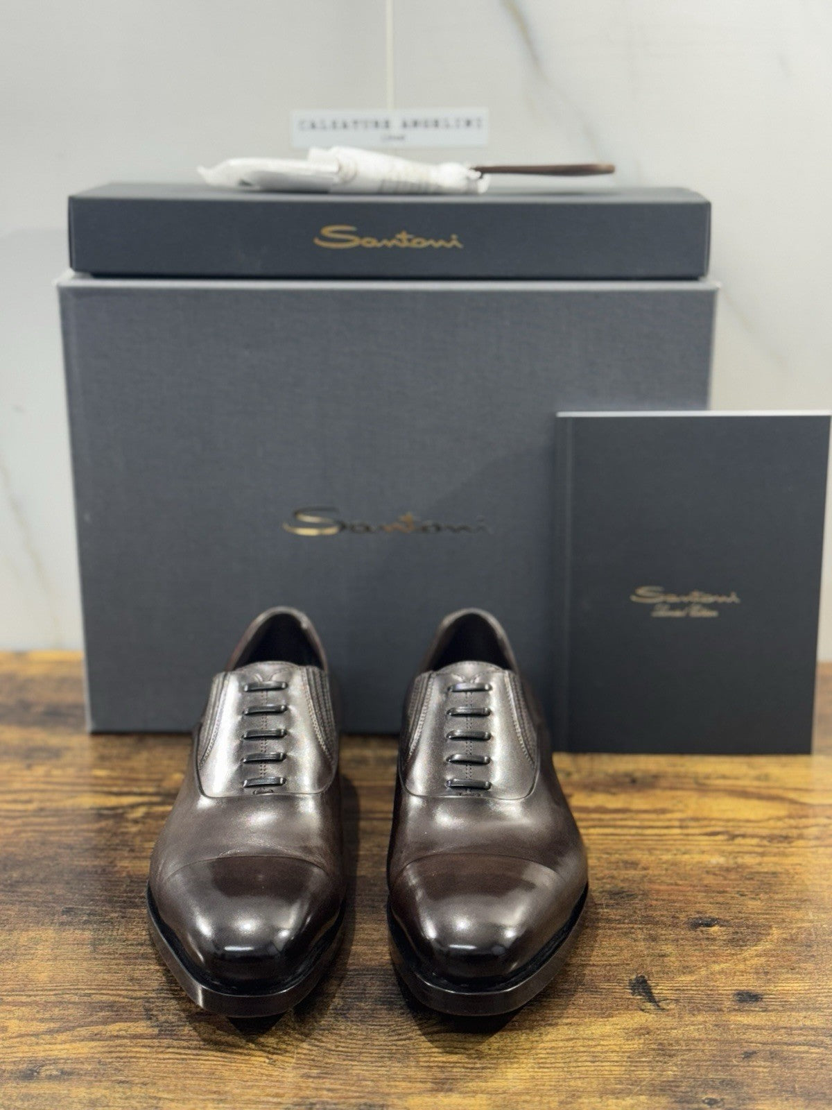 Santoni Stringata Limited Edition Box Brown  Luxury Handmade Santoni Uomo 39