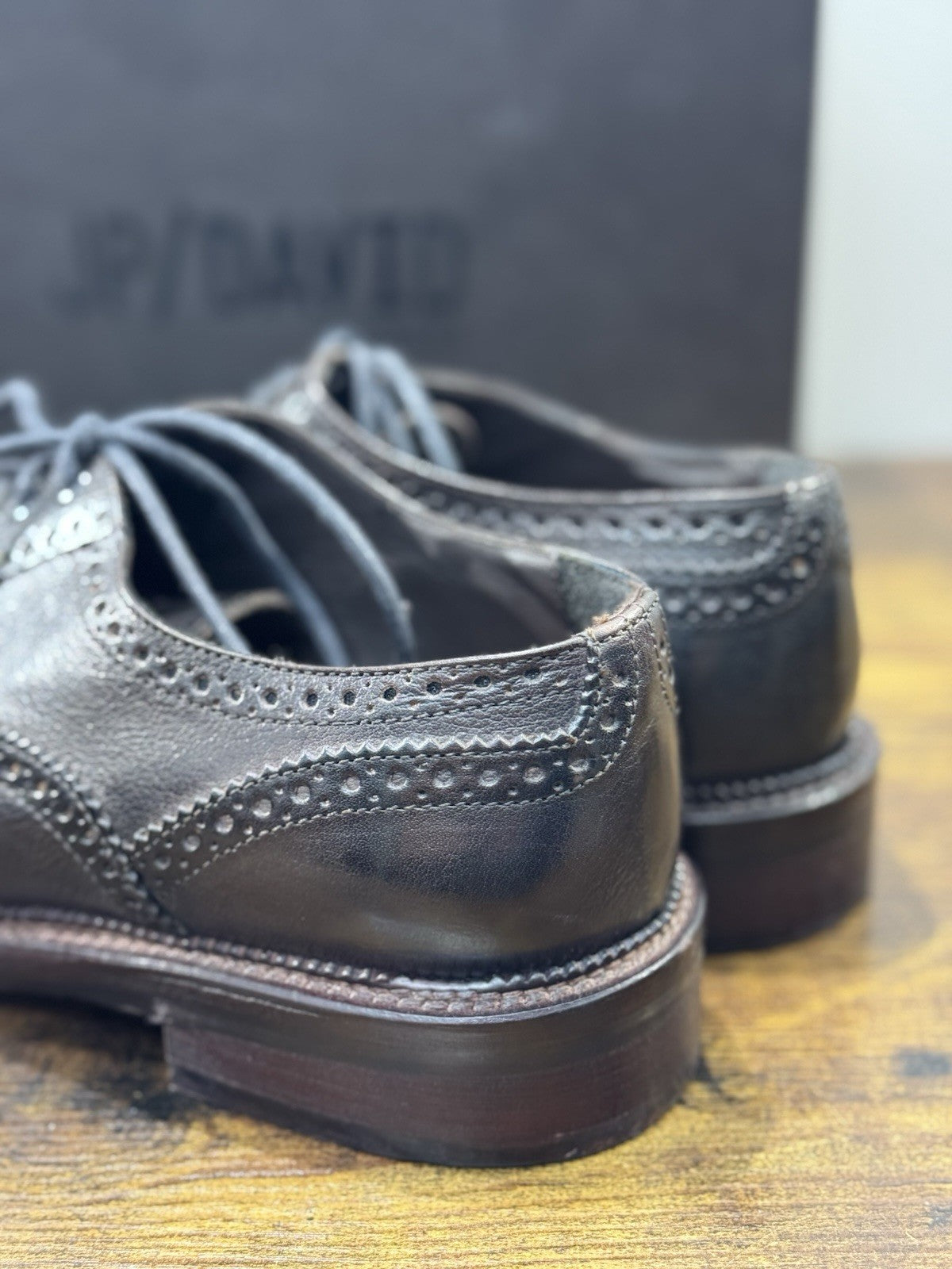 Jp David Brogue  Pelle Testa Moro 100% Made In Italy Casual 43