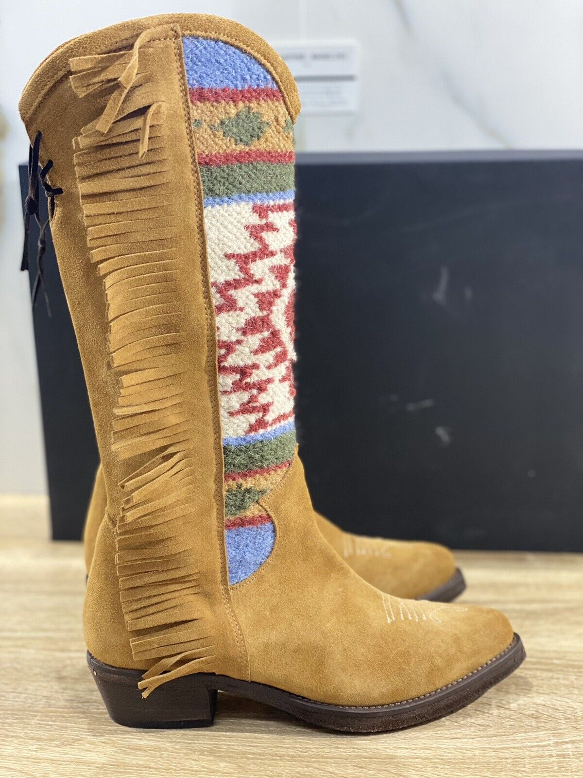 Passion Blanche Texano Donna Kilim In Crosta Cammello Luxury Boot 41