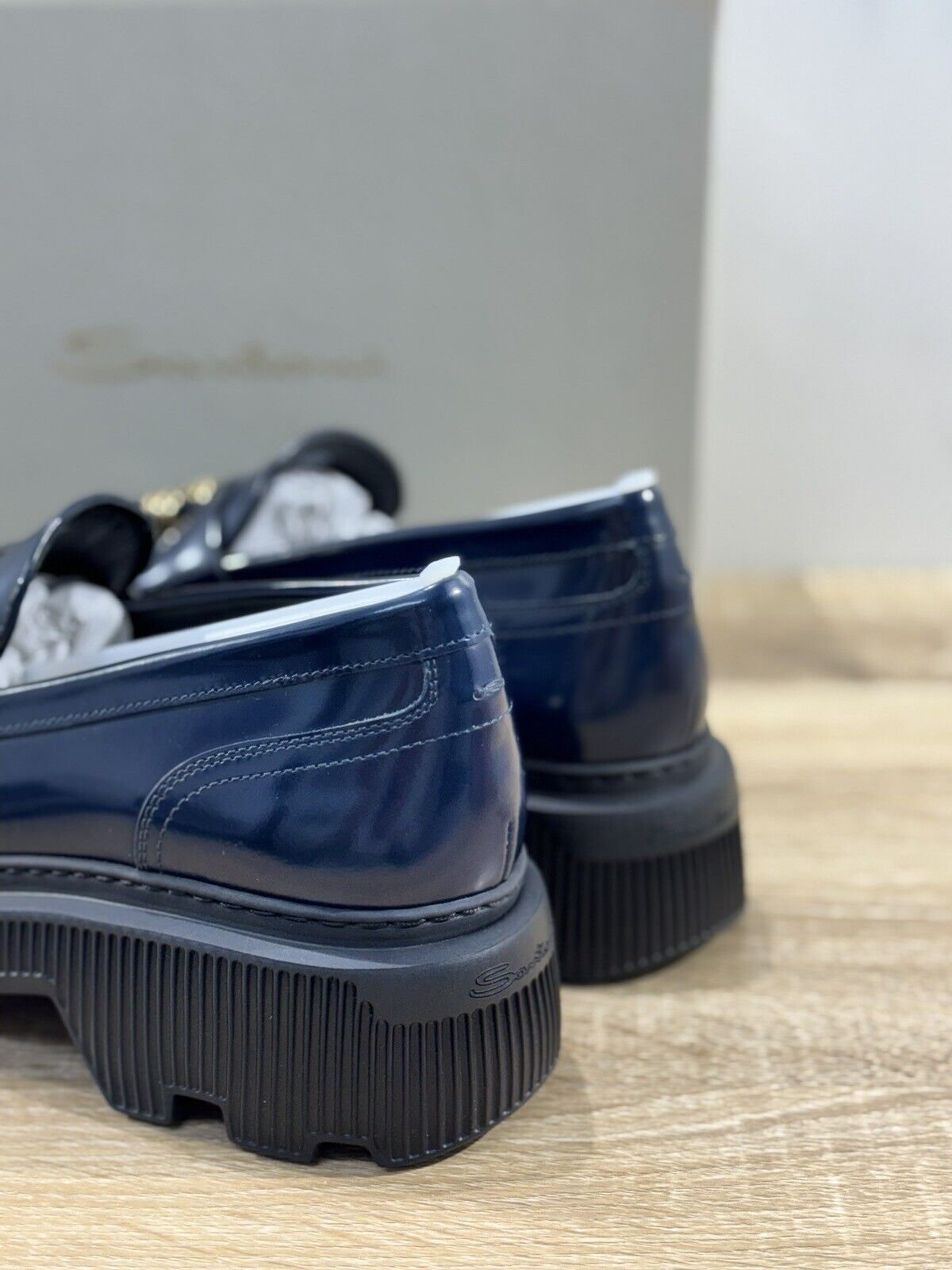 Santoni Mocassino  Donna In Pelle Blu  Luxury Santoni Casual Loafer Logo 39